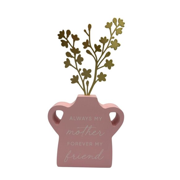 Belle Maison Other - Belle Maison Wooden Decor Flower Pot With Metal Petals Pink Always My Mother